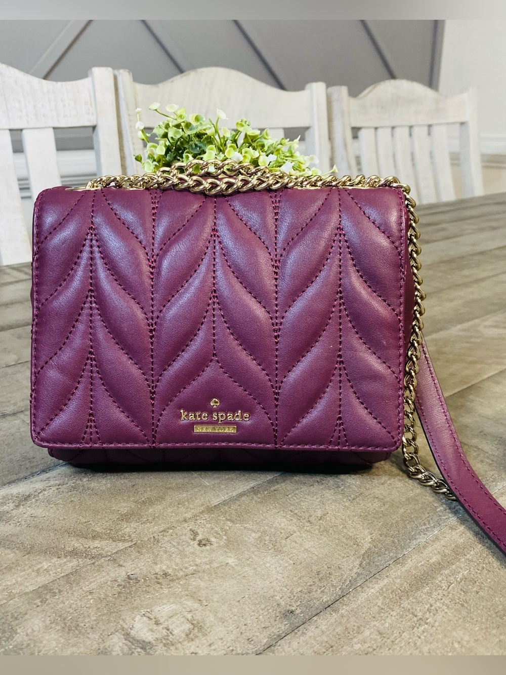 Kate Spade Briar Lane Mini Emelyn Quilted Crossbody Deep Plum Bag - Picture 2 of 7